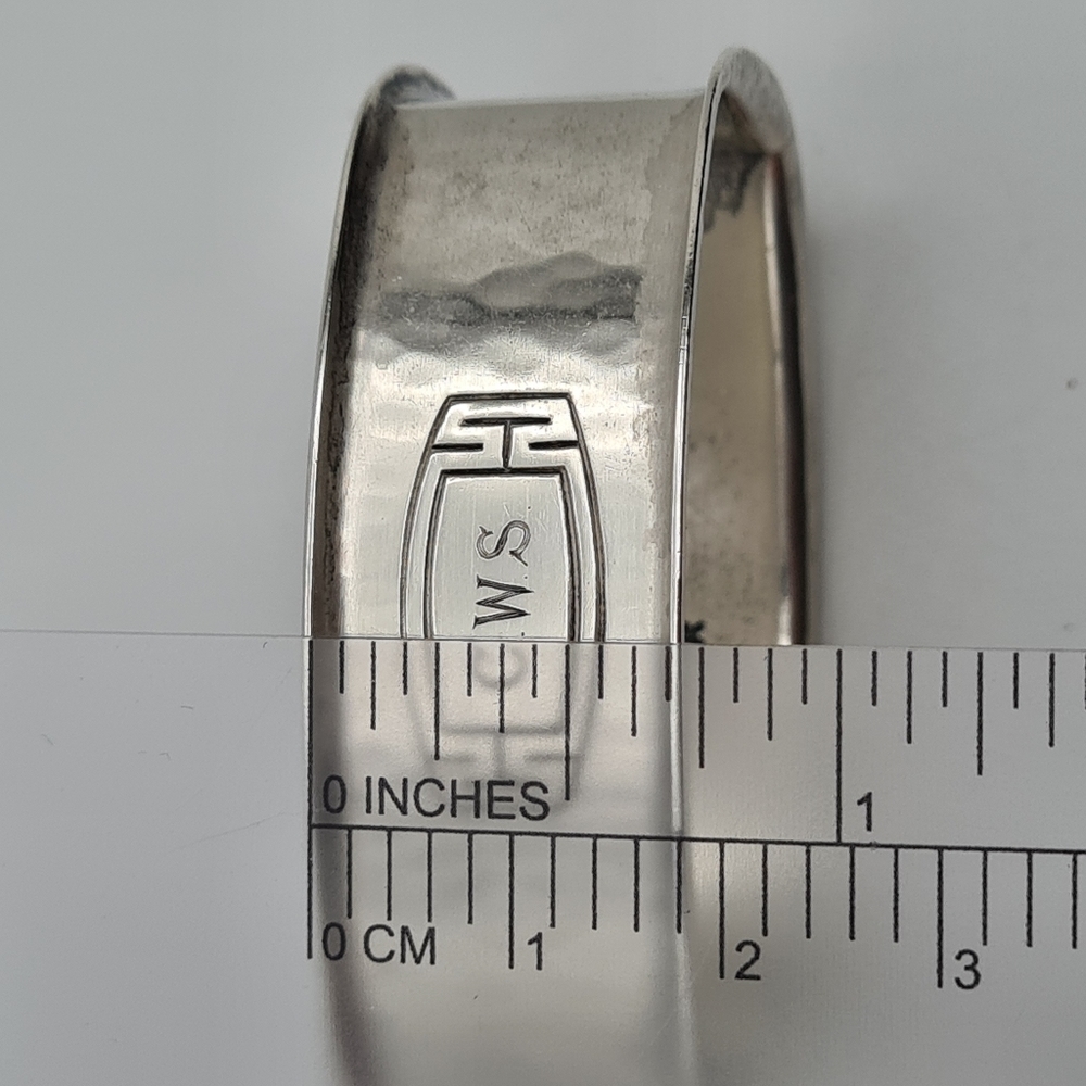Wallace Oval Hammered Napkin Ring Sterling Silver Mono 180-5 Monogrammed "CWS" - Picture 10 of 10